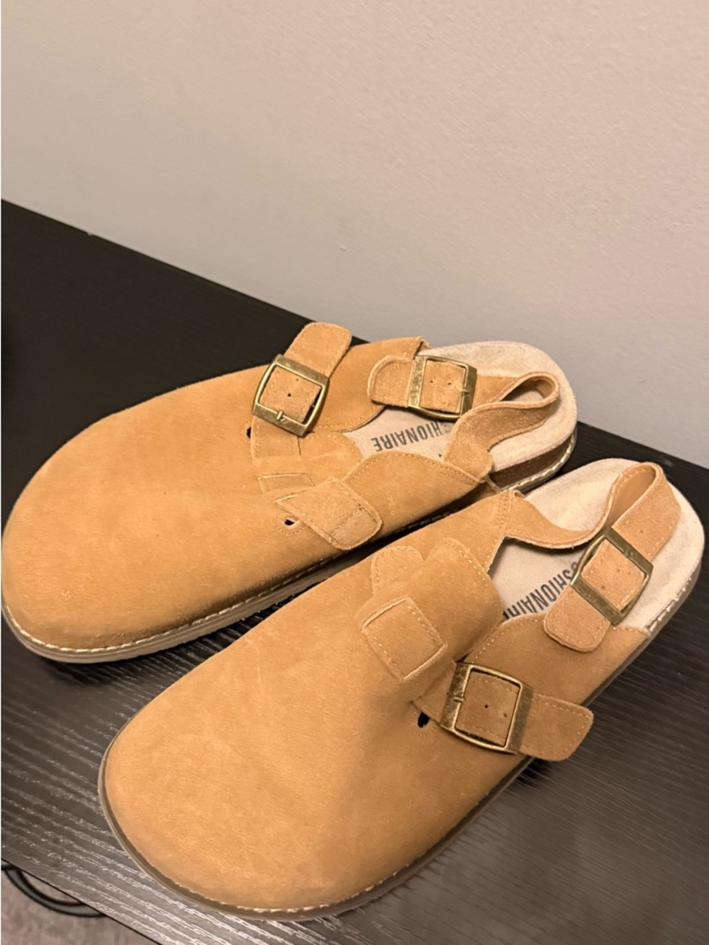 Cushionaire Suede Slip-On Clogs in chestnut